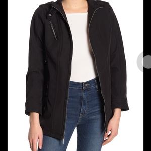 Michael Kors missy faux leather belted jacket